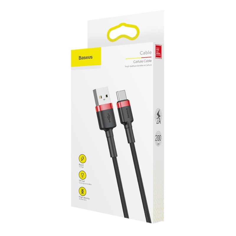Baseus Cafule Series Dátový Kábel USB-A - USB-C 2A 3m Red/Black