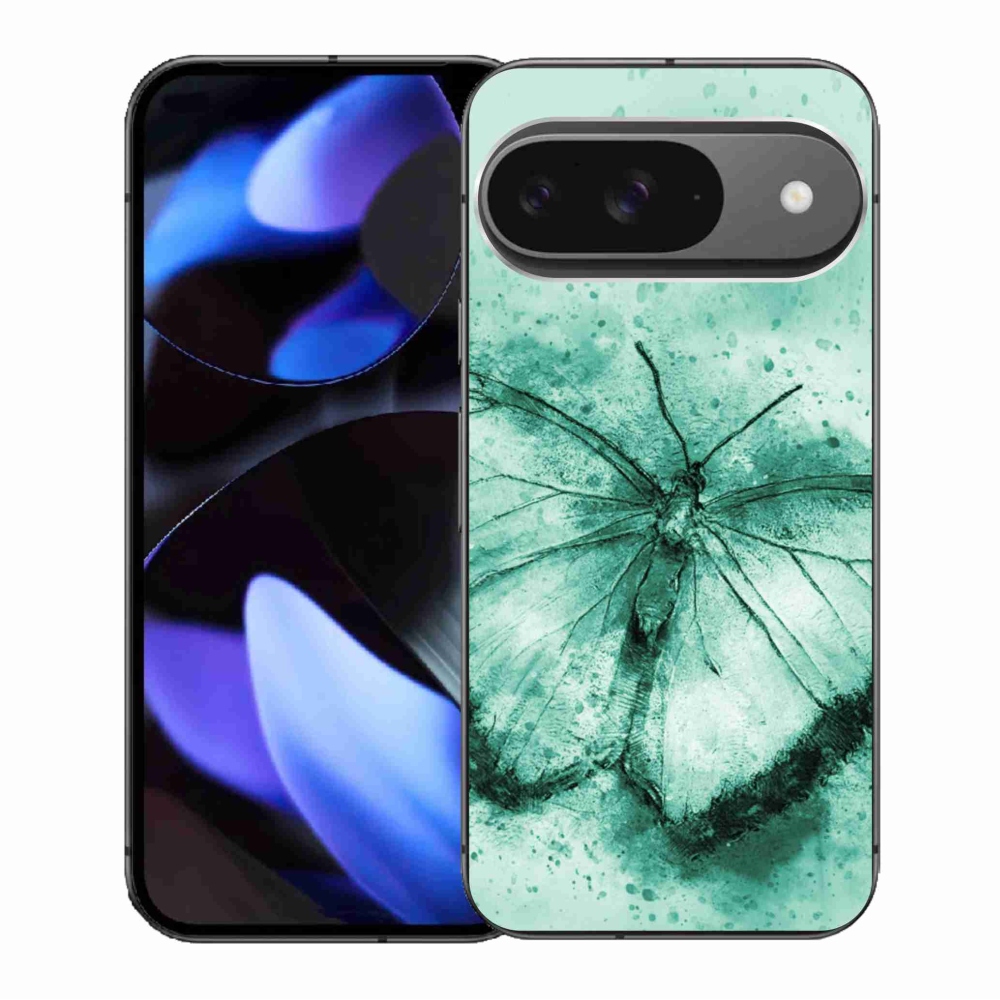 Gélový obal mmCase na Google Pixel 9/9 Pro - zelený motýľ