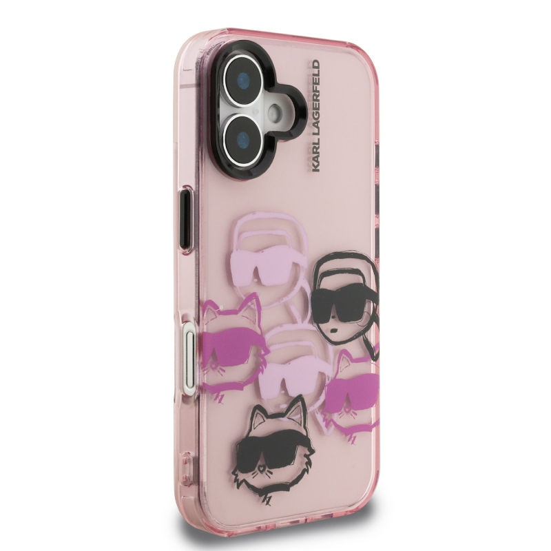 Karl Lagerfeld IML Multi K&CH Heads Zadný Kryt pre iPhone 16 Pink