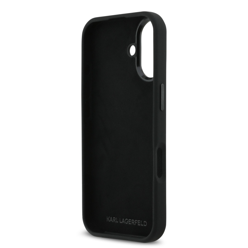 Karl Lagerfeld Liquid Silicone Metal Ikonik Zadný kryt pre iPhone 17 Black