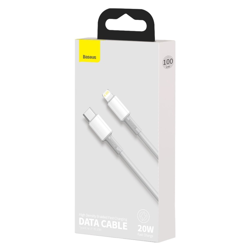 Baseus High Density Braided Series Fast Charging Dátový Kábel USB-C - Lighting 20W 1m White