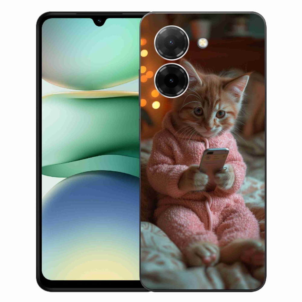 Gélový kryt mmCase na Xiaomi Redmi A5 (171.7x77.8x8.3mm) - mačiatko s mobilom