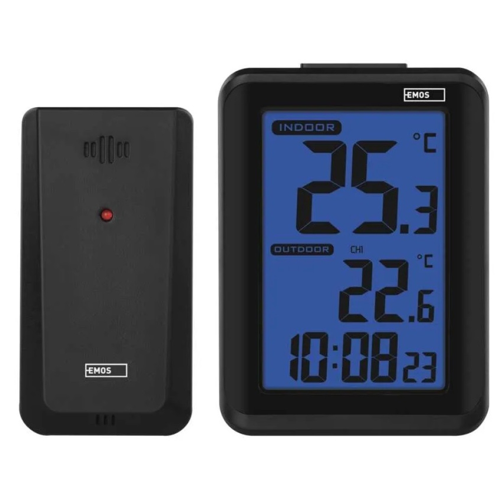 Digitálny teplomer, bezdrôtové čidlo, budík E8636