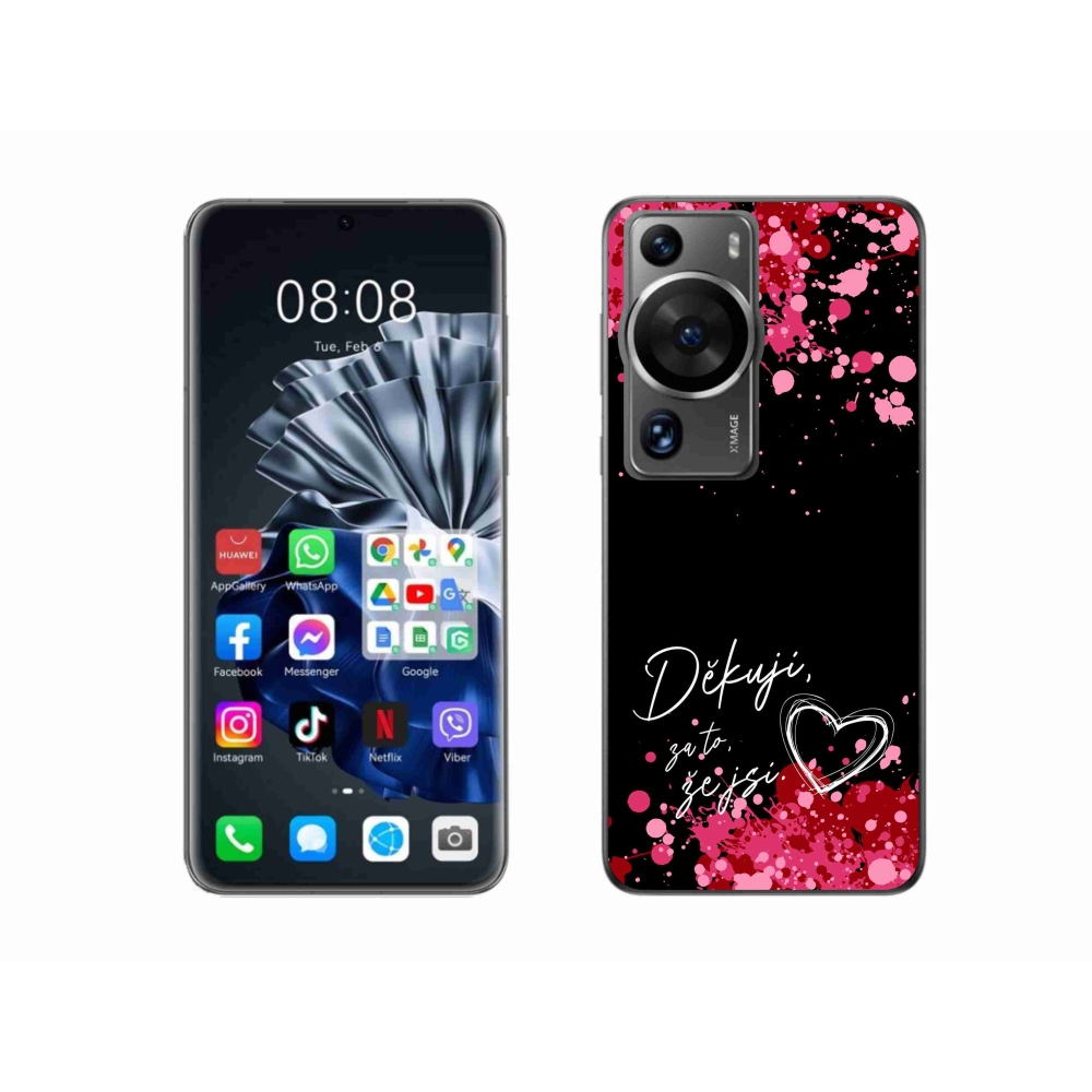Gélový kryt mmCase na Huawei P60 Pro - zamilovaný text 2 čierne pozadie