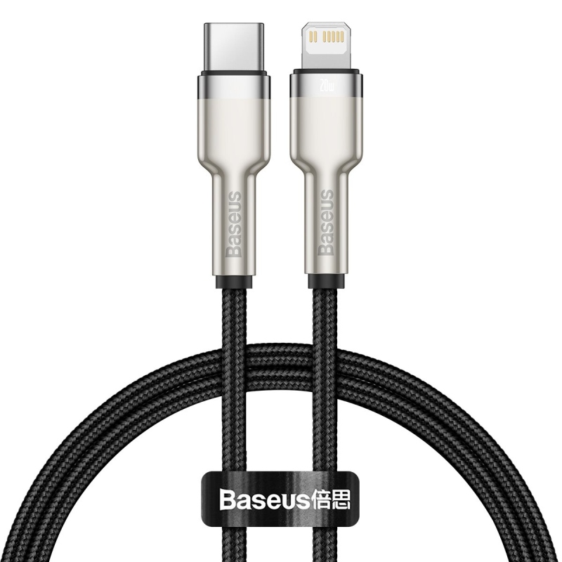 Baseus Cafule Metal Series Dátový Kábel USB-C - Lighting 20W 0.25m Black