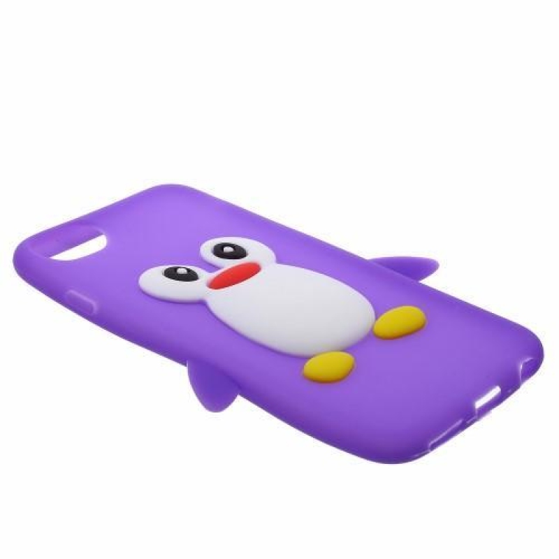Penguin silikónový obal na iPhone 6 a 6s - fialový