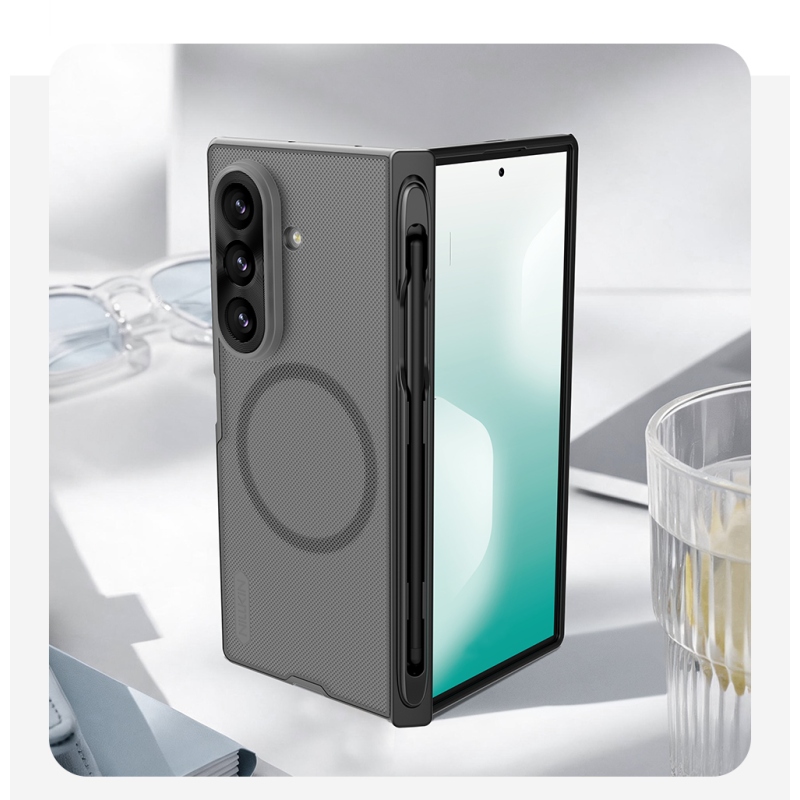Nillkin Super Frosted FOLD Magnetic Pen Slot – zadný kryt pre Samsung Galaxy Z Fold 8 Ultra, priehľadný, čierny
