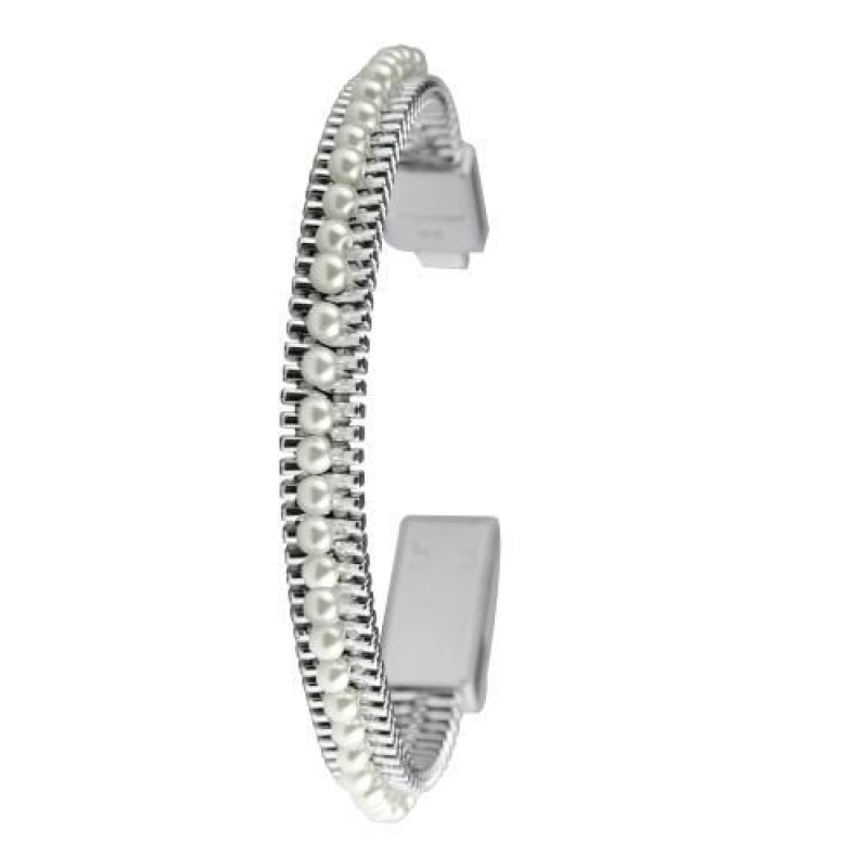 Perlový náramok micro USB pre nabíjanie a synchronizáciu - strieborný