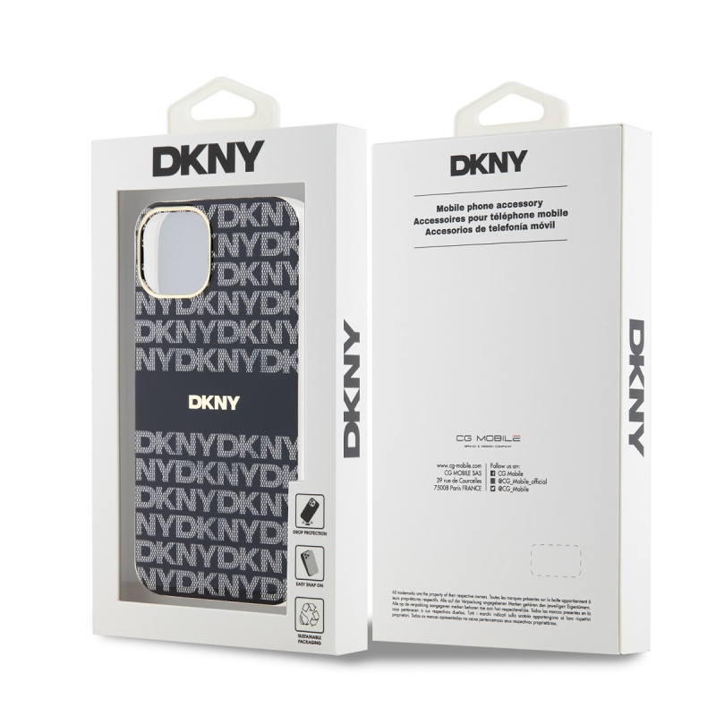 DKNY PC/TPU Repeat Pattern Tonal Stripe Magsafe Zadný Kryt pre iPhone 13 Black