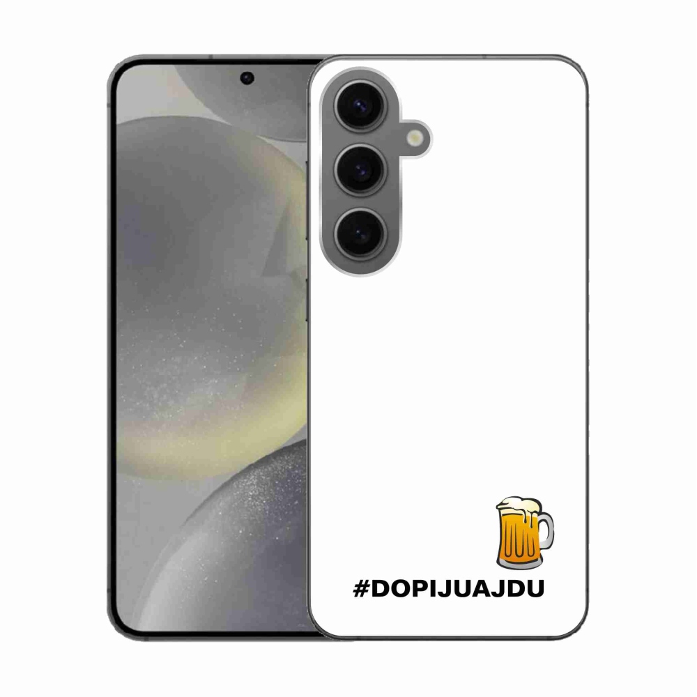 Gélový kryt mmCase na Samsung Galaxy S24 - pivný motív 1 biele pozadie