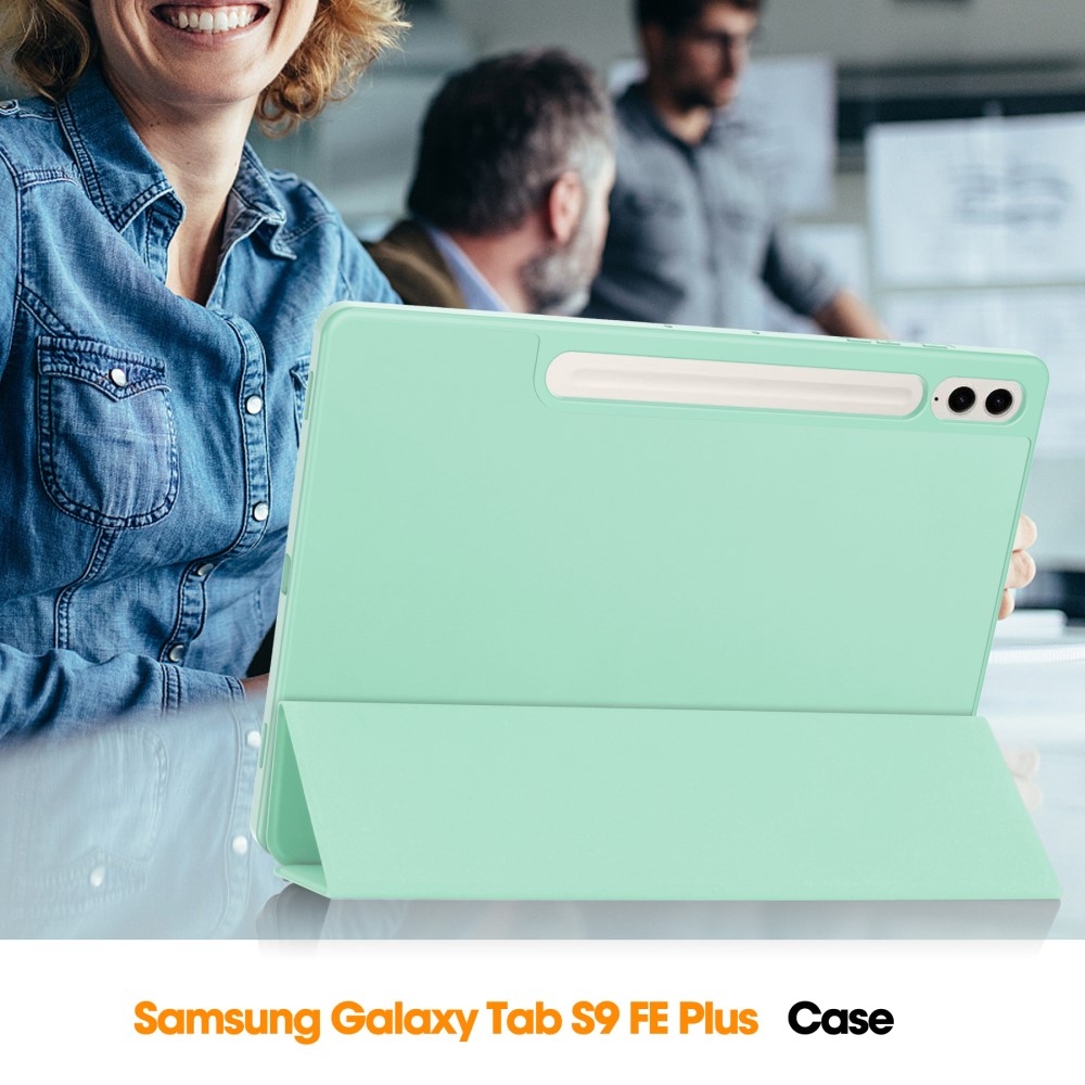 Case chytré zatváracie púzdro na Samsung Galaxy Tab S9 FE+ - svetlozelené