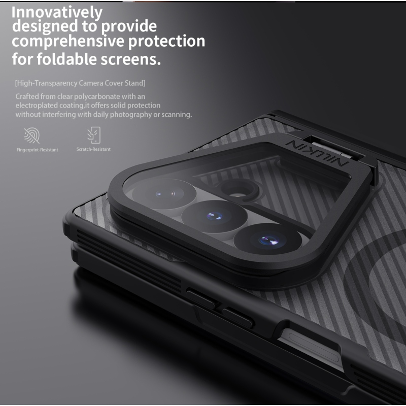 Nillkin CamShield Prop Magnetic (transparentné sklo) Zadný kryt pre Samsung Galaxy Z Fold 8 Ultra, transparentný, čierny