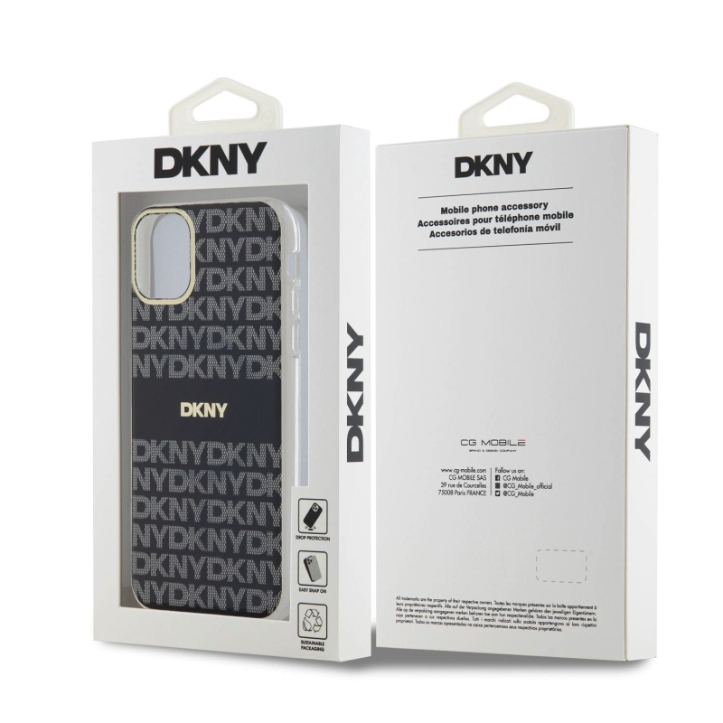 DKNY PC/TPU Repeat Pattern Tonal Stripe Magsafe Zadný Kryt pre iPhone 11 Black