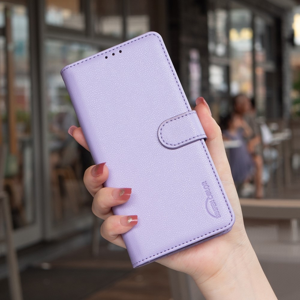 BINFEN knižkové puzdro na Realme 14 5G - fialové