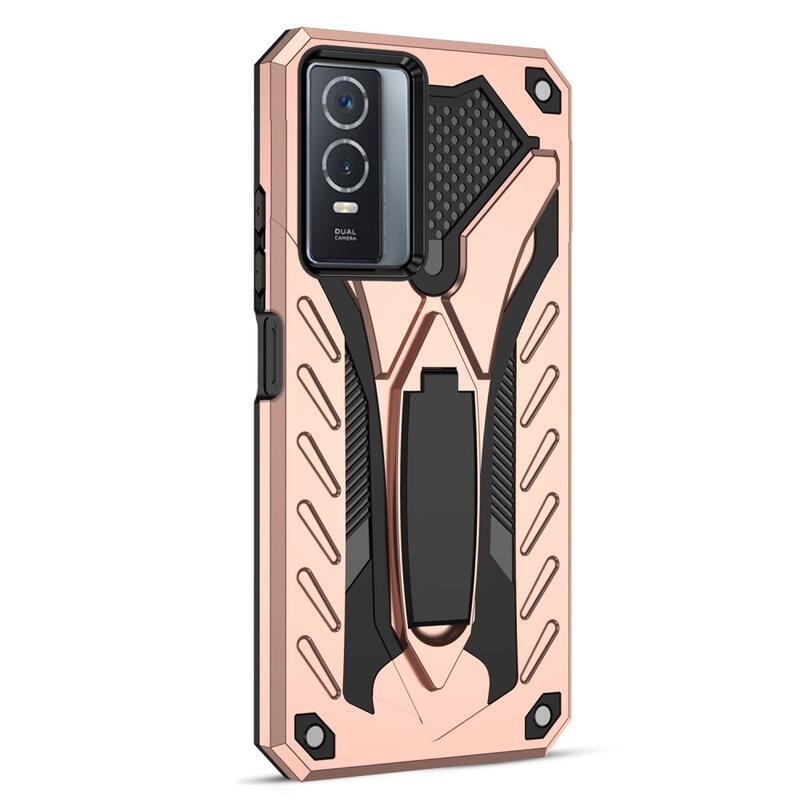 Phantom hybridný odolný kryt s výklopným stojanom na mobil Vivo Y76 5G/Y76s - ružovozlatý