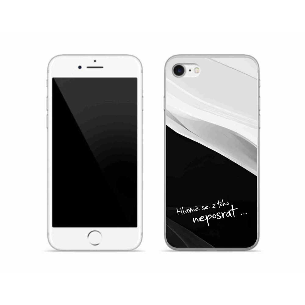Gélový kryt mmCase na iPhone SE (2022) - vtipný text 13 čiernobiele pozadie