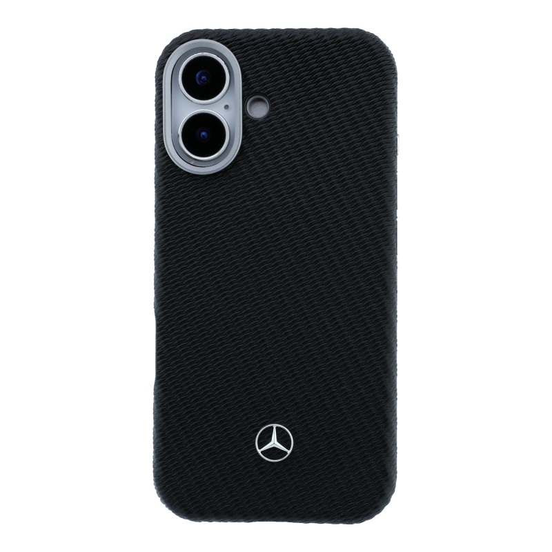 Mercedes PU koža a drevo, čiastočne obopínajúci zadný kryt s MagSafe pre iPhone 17, čierny