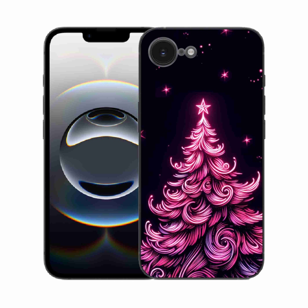 Gélový kryt mmCase na iPhone 16e - neónový vianočný stromček 2