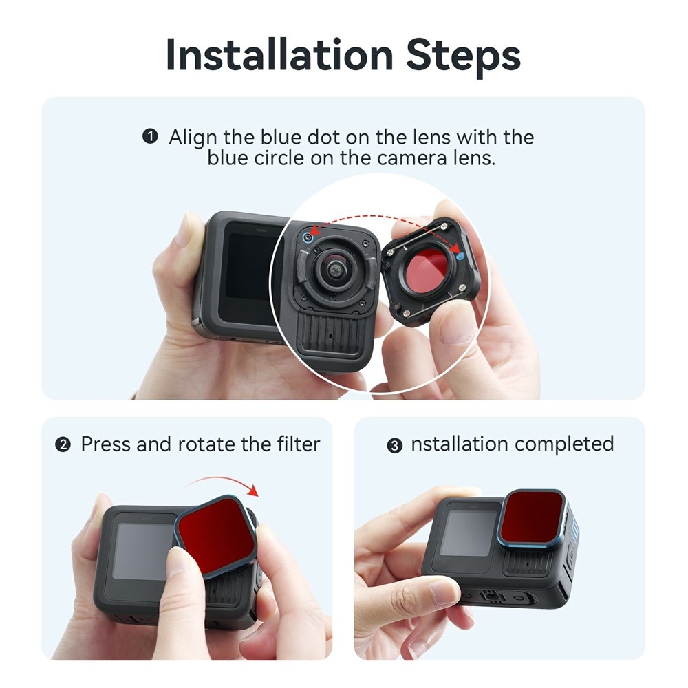 AMAGISN potápačský filter svetlo červený pre GoPro Hero 13/12/11/11 Mini/10/9