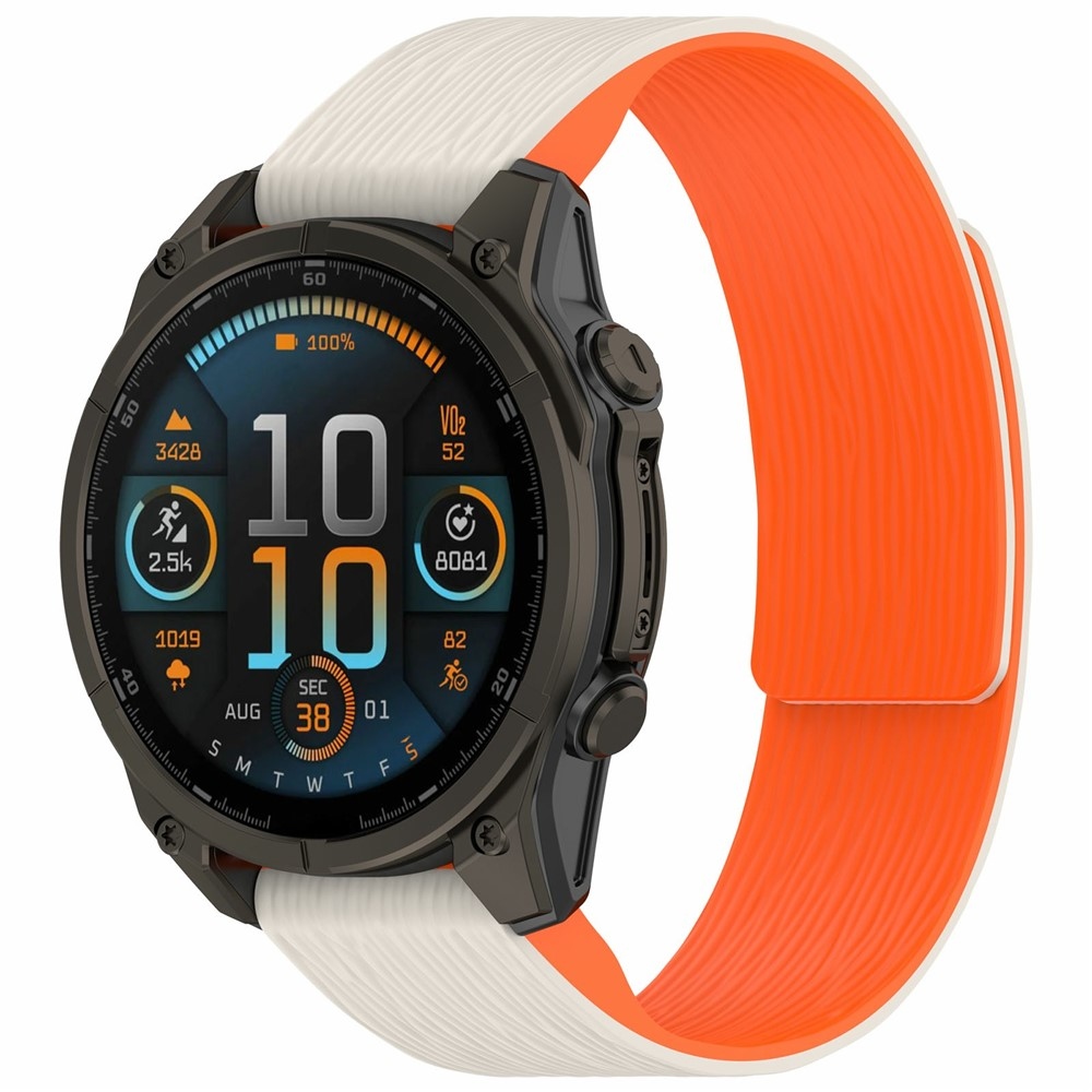 Pins silikónový remienok na Garmin Fenix ​​8 Pro 47mm/Fenix ​​8 47mm - béžový/oranžový
