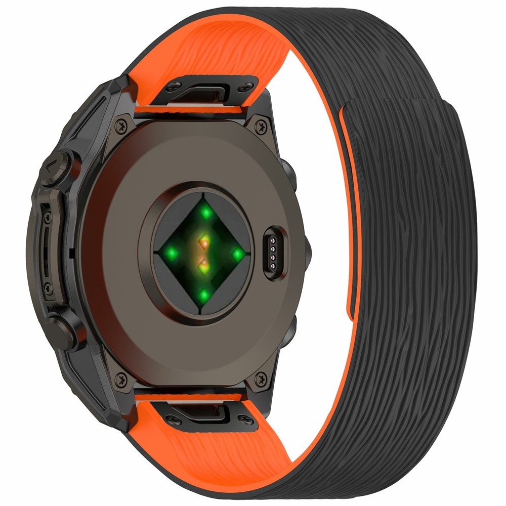 Pins silikónový remienok na Garmin Fenix ​​8 Pro 47mm/Fenix ​​8 47mm - čierny/oranžový