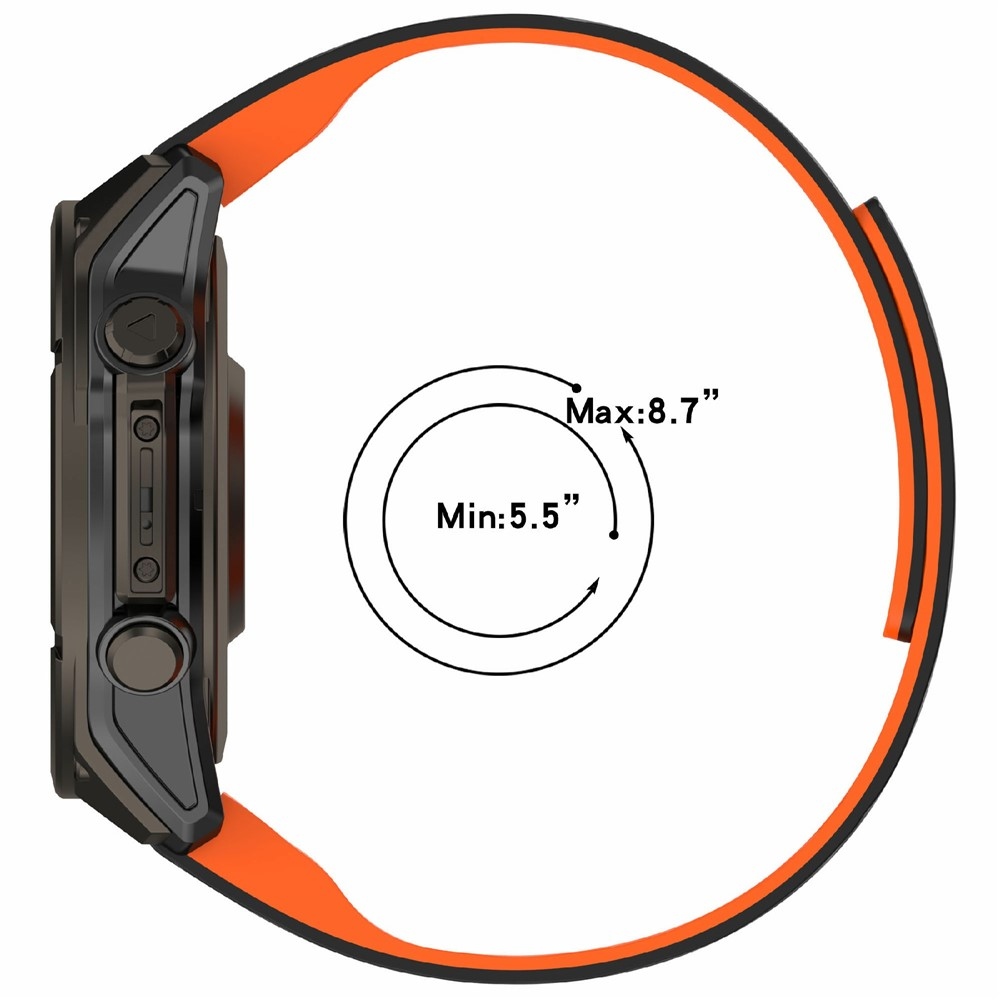Pins silikónový remienok na Garmin Fenix ​​8 Pro 47mm/Fenix ​​8 47mm - čierny/oranžový