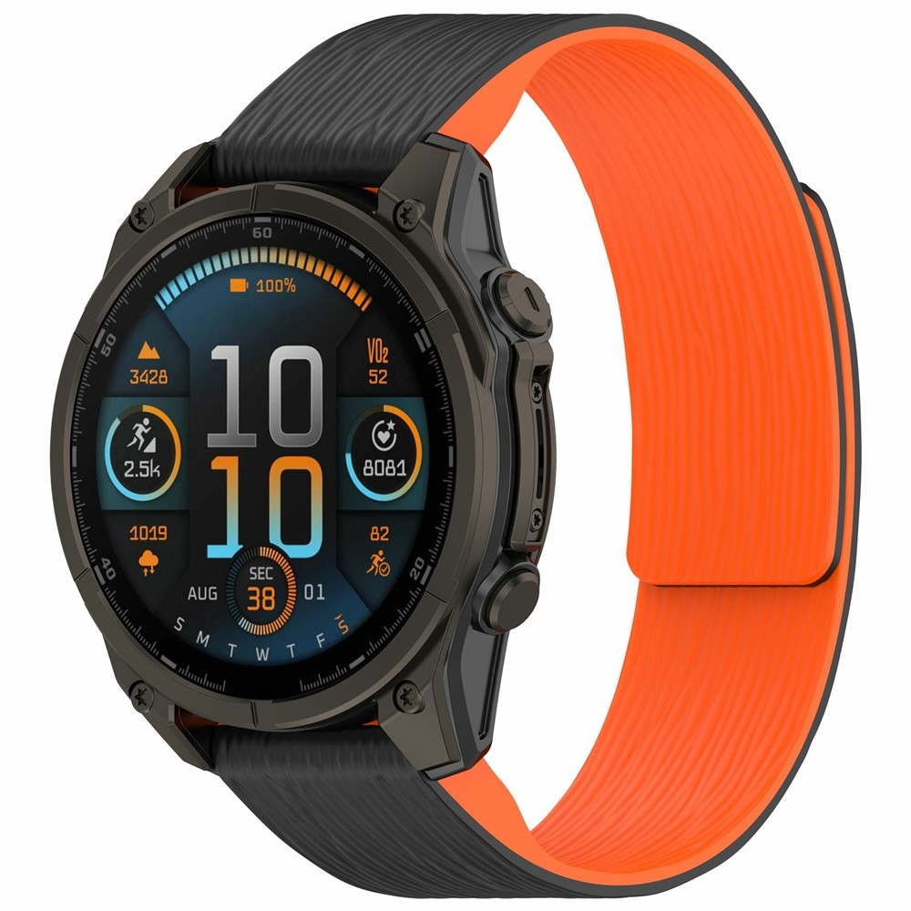 Pins silikónový remienok na Garmin Fenix ​​8 Pro 47mm/Fenix ​​8 47mm - čierny/oranžový