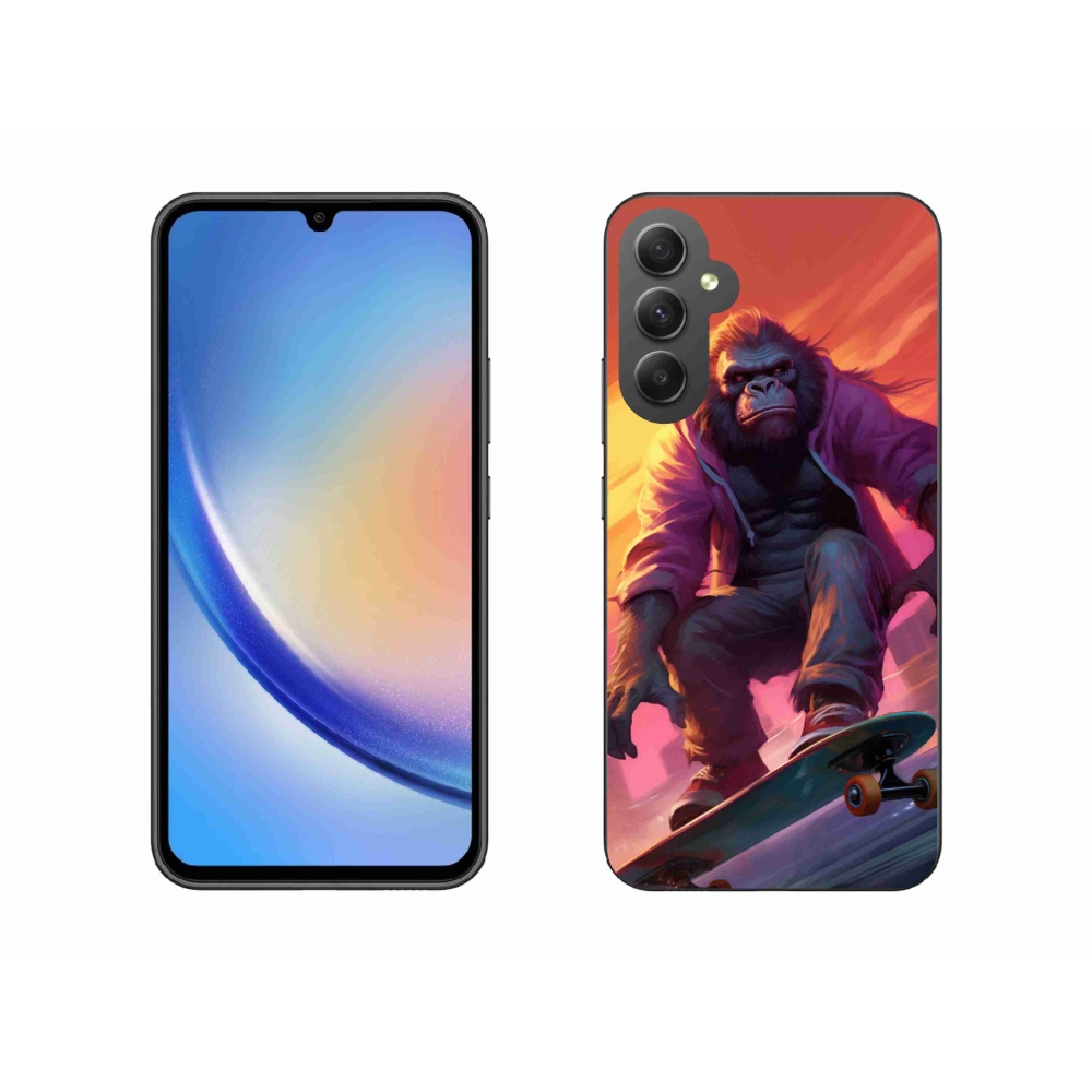 Gélový kryt mmCase na Samsung Galaxy A34 5G - gorila na skateboarde