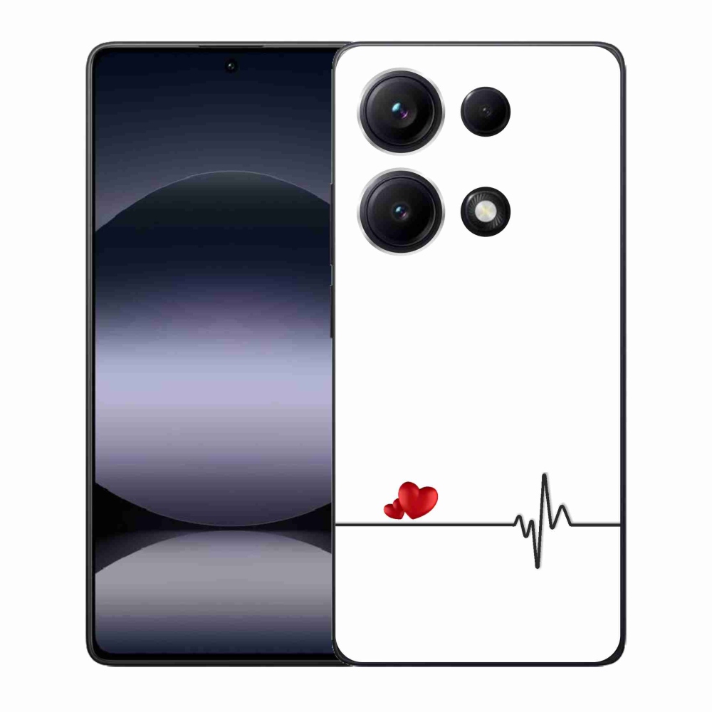 Gélový kryt mmCase na Xiaomi Redmi Note 14S - srdce a tep biele pozadie
