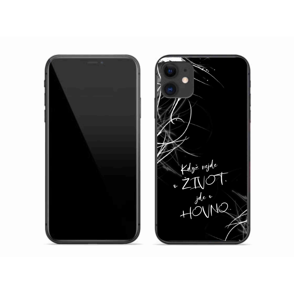 Gélový kryt mmCase na iPhone 11 - vtipný text 16 čierne pozadie