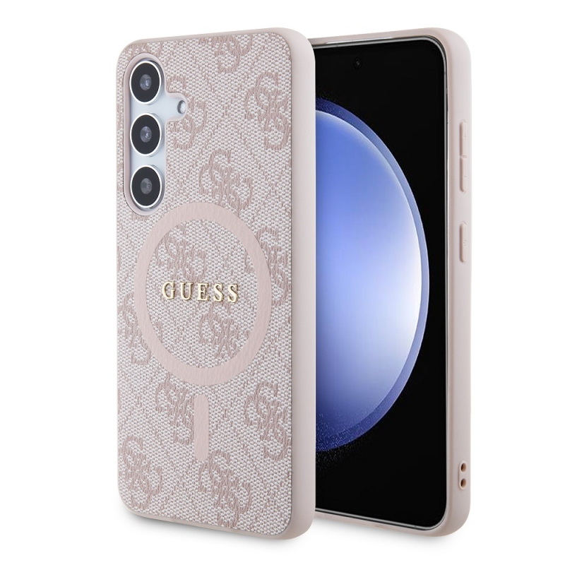 Guess PU Leather 4G Colored Ring MagSafe Zadný Kryt pre Samsung Galaxy S24 Pink