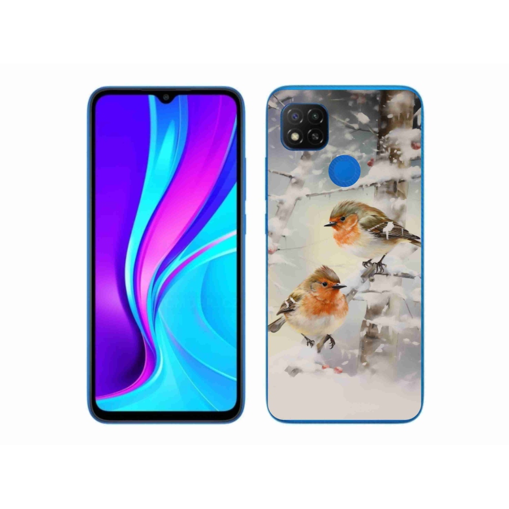 Gelový kryt mmCase na Xiaomi Redmi 9C - ptáčci v zimě