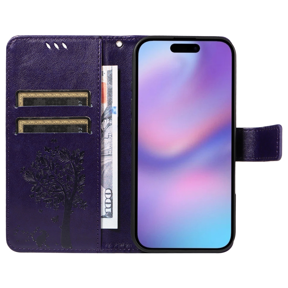 Trees knižkové púzdro na iPhone 17 - tmavofialové