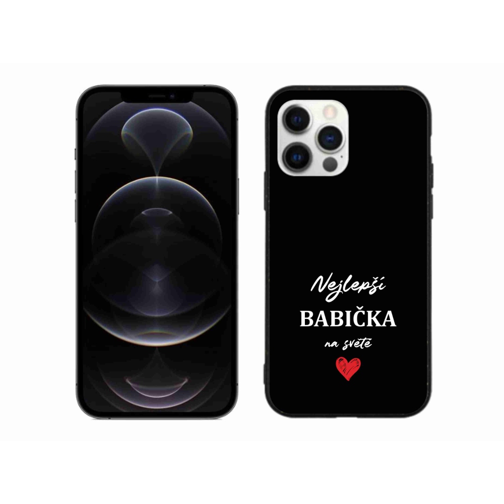 Gélový kryt mmCase na iPhone 12 Pro Max - najlepšia babička 1 čierne pozadie