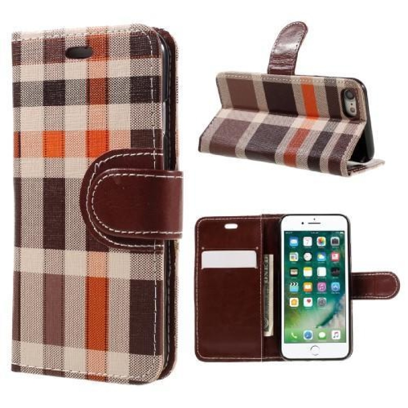 Plaidy PU kožené púzdro na iPhone 7 a iPhone 8 - hnedé