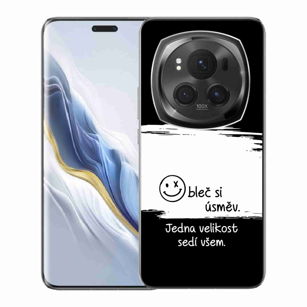 Gélový kryt mmCase na Honor Magic 6 Pro 5G - vtipný text 8 bieločierne pozadie