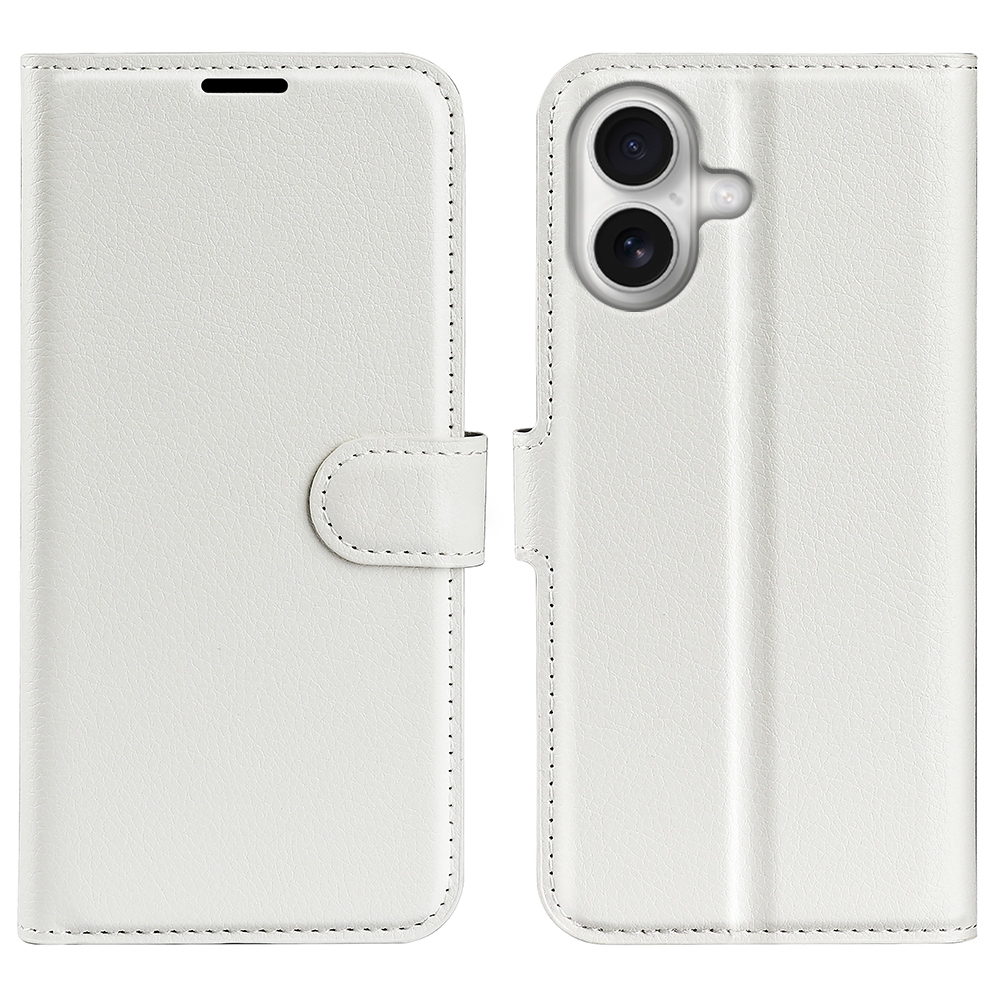 Litchi knižkové púzdro na iPhone 17 - biele