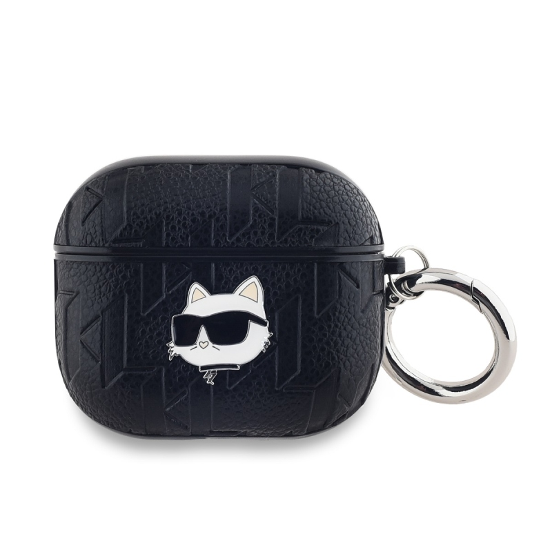 Karl Lagerfeld PU Embossed Choupette Head Puzdro pre AirPods 3 Black