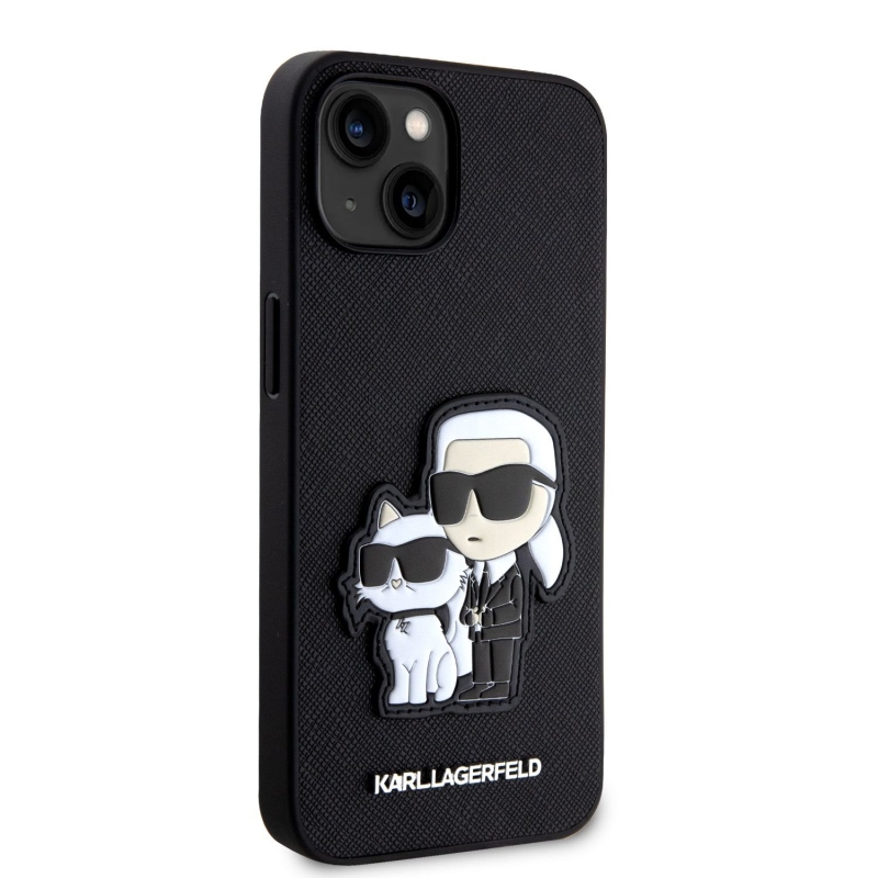 Karl Lagerfeld PU Saffiano Karl and Choupette NFT Zadný Kryt pre iPhone 13 Black