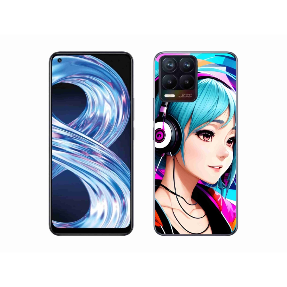 Gélový kryt mmCase na Realme 8 Pro - dievča so slúchadlami