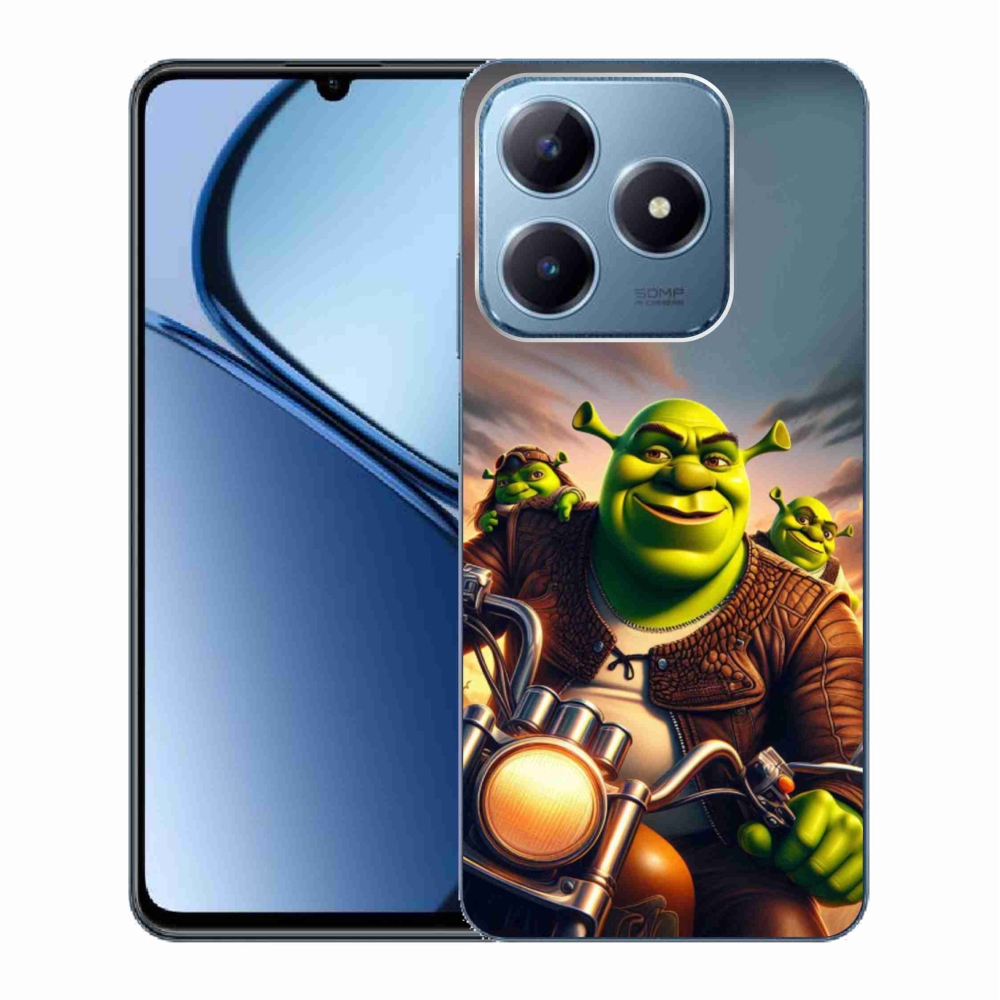 Gélový kryt mmCase na Realme C63 - shrek na motorke