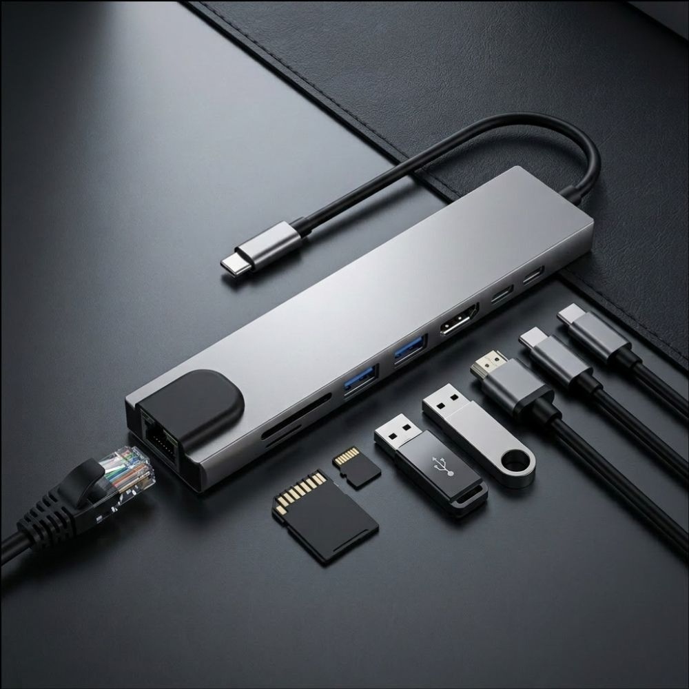 Tech-Protect HB09 USB-C adaptér 8v1 s HDMI, USB, RJ45 a čítačkou kariet