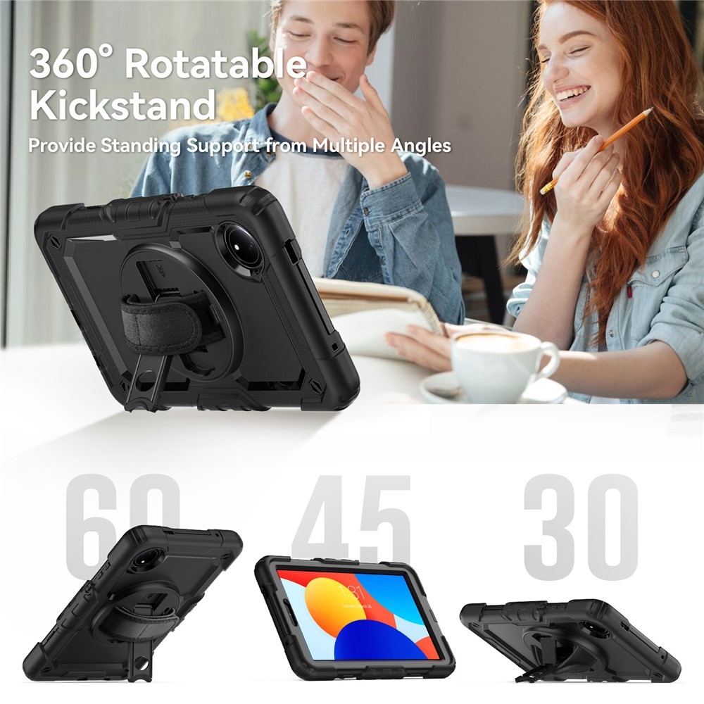 Strap odolný kryt s držiakom na ruku a ramenným popruhom na Xiaomi Redmi Pad SE 8.7 - čierny