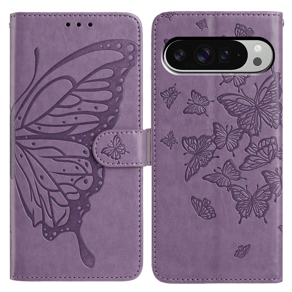 Floral Butterfly knižkové puzdro na Google Pixel 10 Pro XL/Pixel 9 Pro XL - fialové
