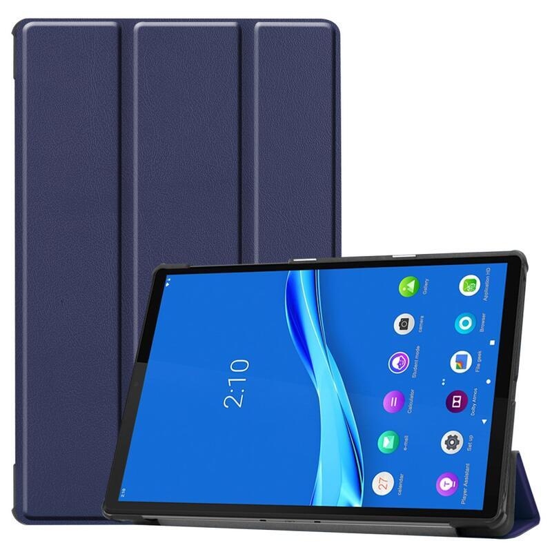 Polohovacie PU kožené puzdro na tablet Lenovo Tab M10 Plus TB-X606F/X/V - tmavomodrej