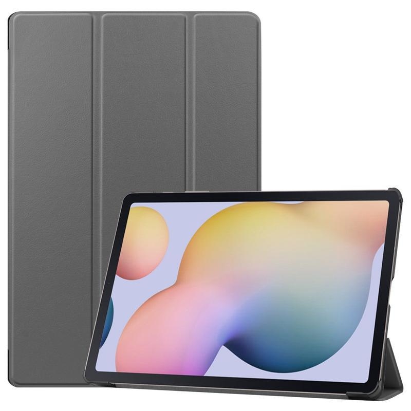 Polohovateľné PU kožené puzdro na tablet Samsung Galaxy Tab S7 Plus - šedé