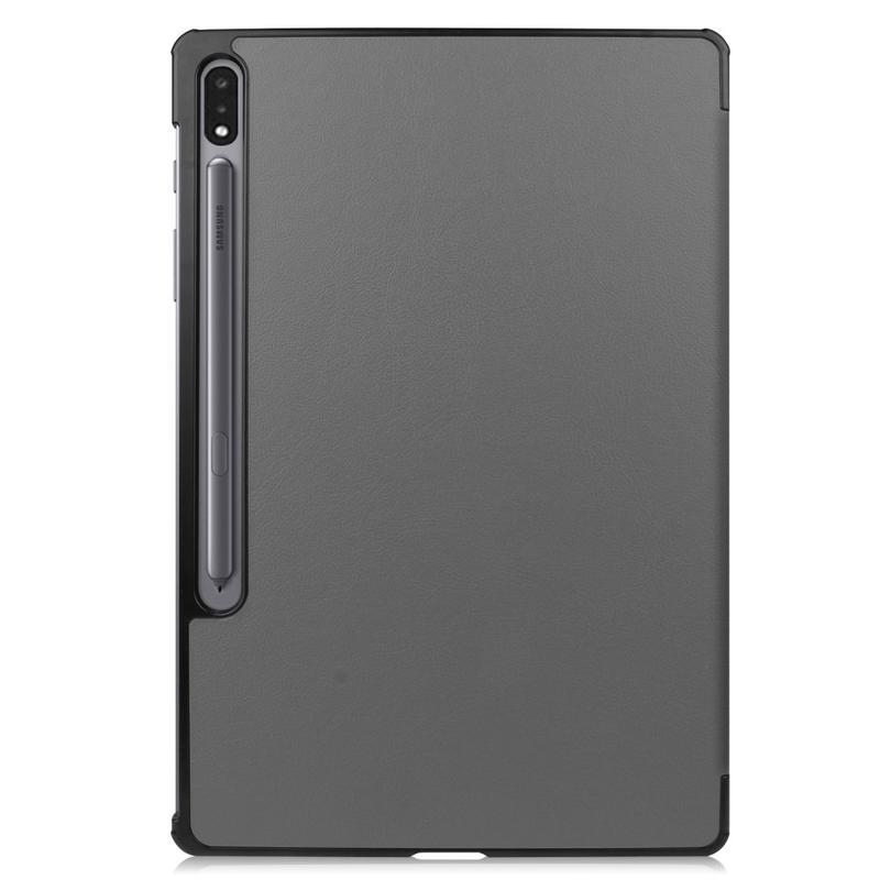 Polohovateľné PU kožené puzdro na tablet Samsung Galaxy Tab S7 Plus - šedé