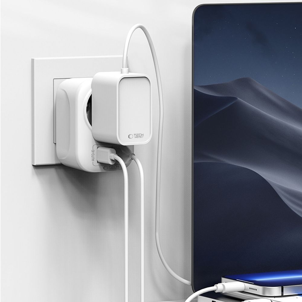 Tech-Protect TA100 cestovný adaptér EÚ na US s USB-C a USB-A