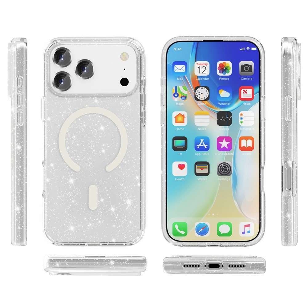 Powder gélový obal s pevným chrbtom a MagSafe na mobil iPhone 18 Pro Max/17 Pro Max - biely