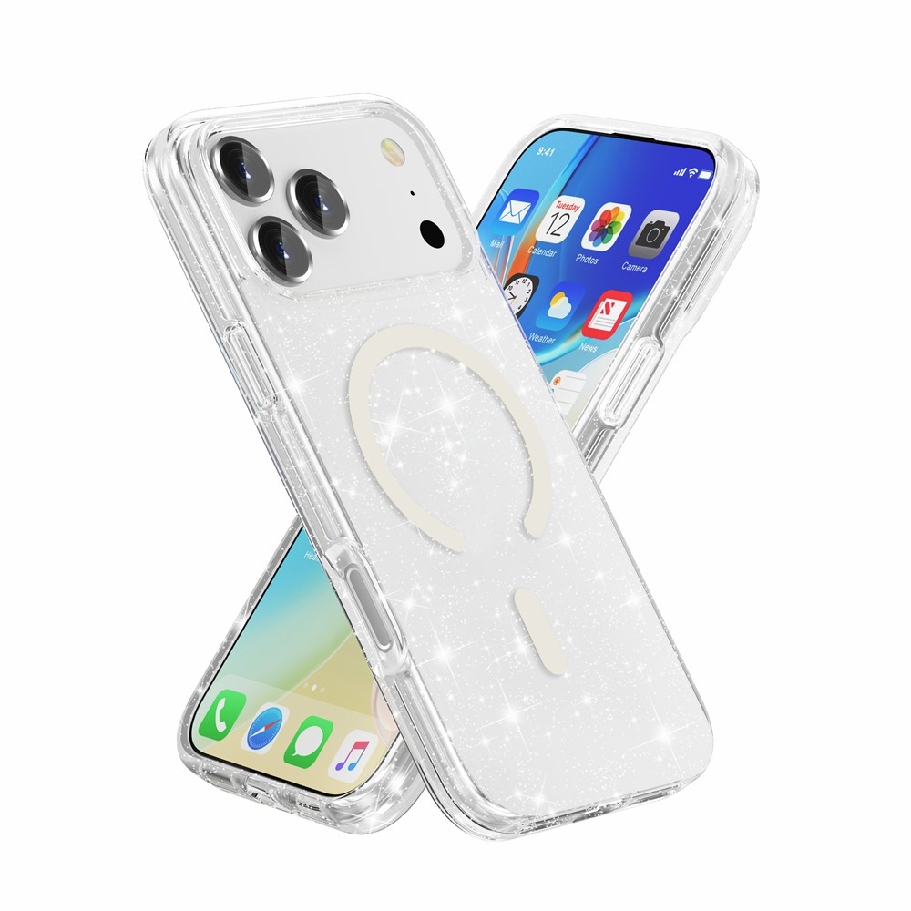 Powder gélový obal s pevným chrbtom a MagSafe na mobil iPhone 18 Pro Max/17 Pro Max - biely